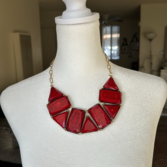 Amrita Singh Ruby Red Statement Necklace NWT - Picture 1 of 16